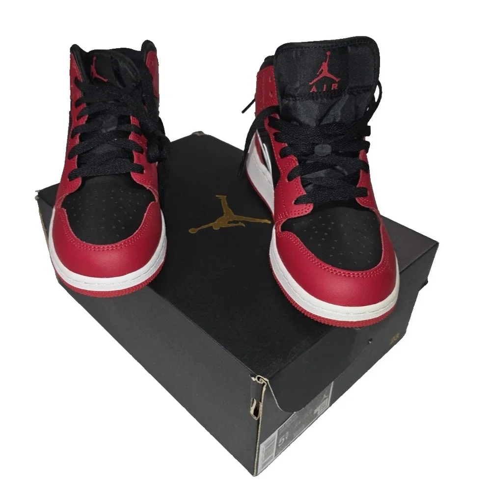 Nike Air Jordan 1 Mid GS – Black/Red/White – Size 5.5Y – Brand New